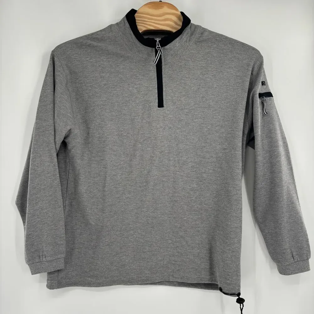 Carbon 2 Cobalt Mens Large Solid Gray 1/4 Zip Long Sleeve Pullover Sweater